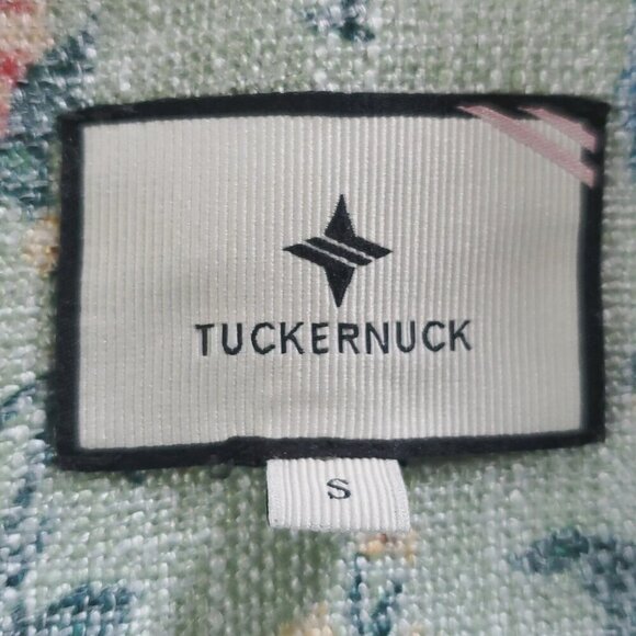 Tuckernuck Floral Blouse S Green 3/4 Sleeve Fringe Cottagecore Boho Wildflower - Picture 4 of 6